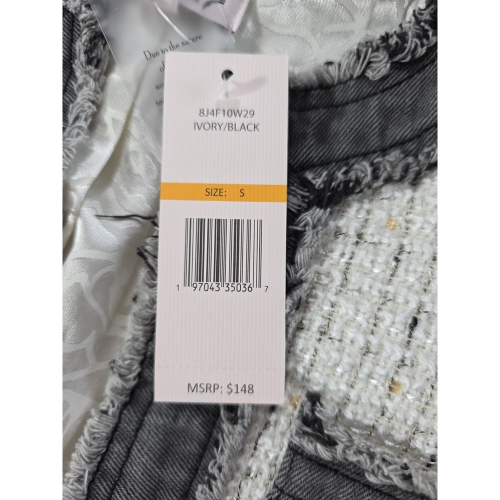Nanette Lepore Boucle Tweed Blazer Jacket Ivory Black NWT Size Small - Picture 8 of 13